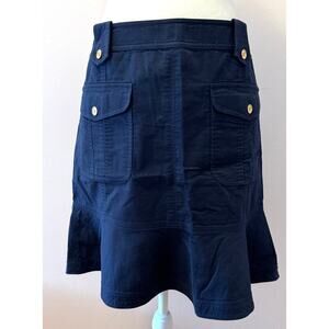 TORY BURCH Cotton Cargo Sailor Skirt with Kick Pleat Pockets Buttons Size 4